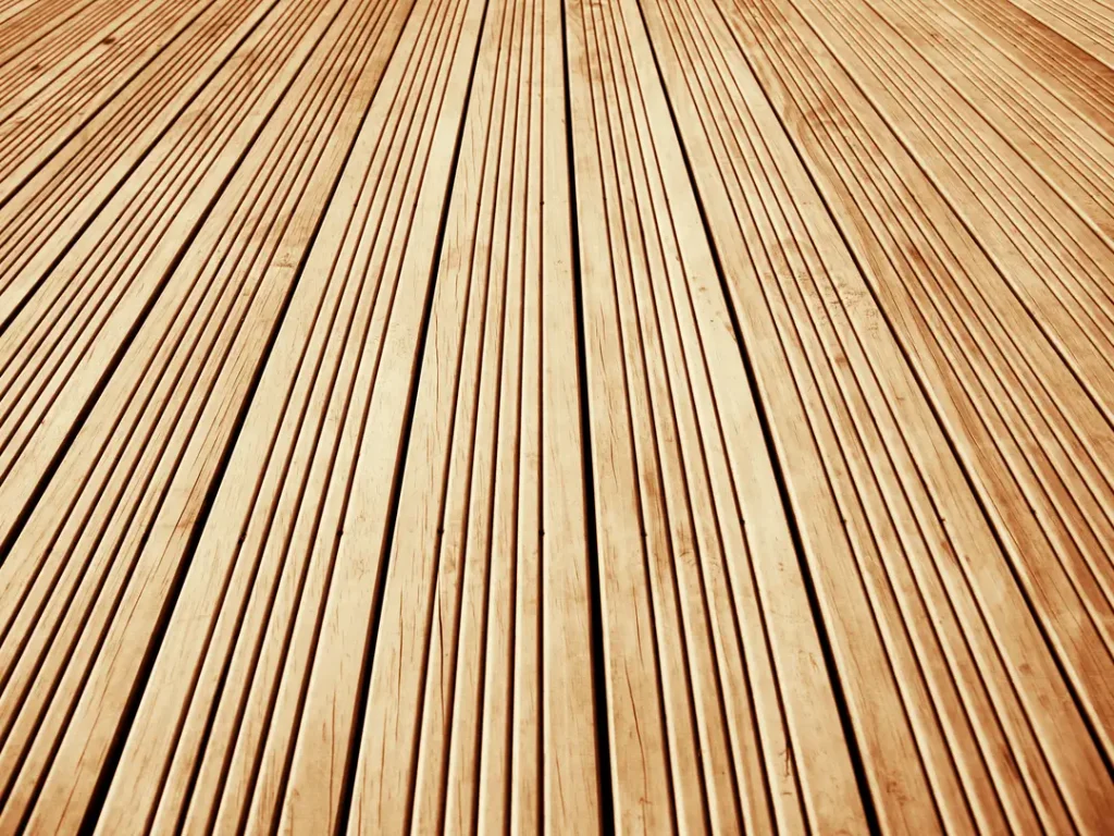 a close up of a wood deck