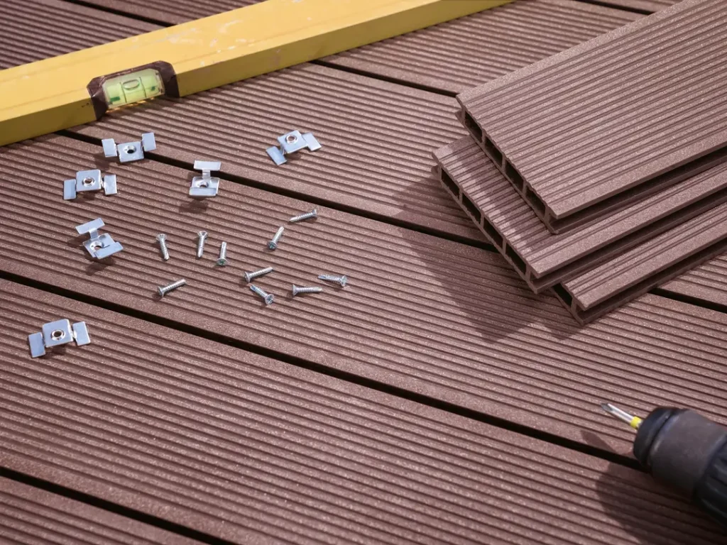 a close up of a composite deck
